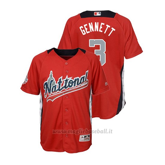 Maglia Baseball Bambino All Star Game Majestic Scooter Gennett 2018 1ªRun Derby National League Rosso